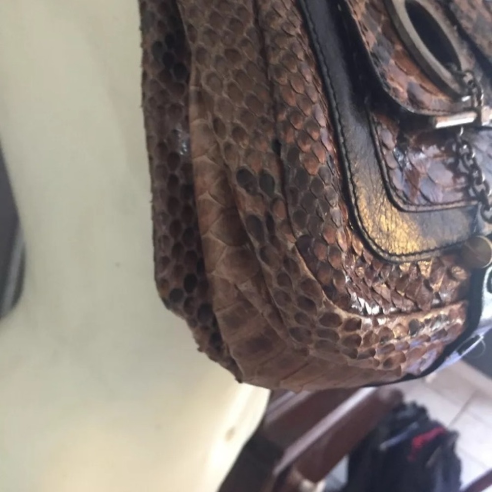 $1495 Lanvin Python Snake Brn Blk Industrial 90s - image 3